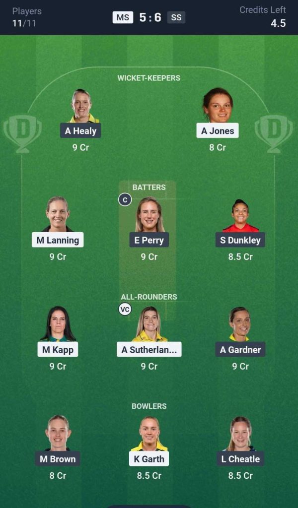 SS-W vs MS-W Dream11 Prediction WBBL 